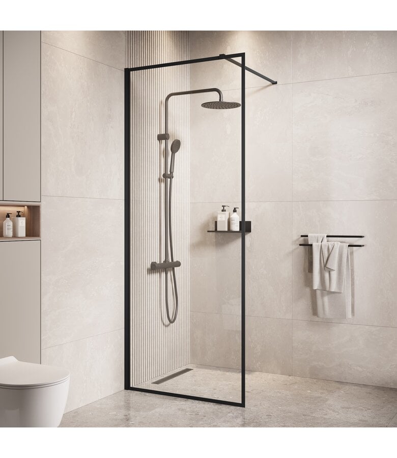 badplaats Douchewand Georgia 70 x 200 cm - zwart - nano coating badplaats Douchewand Georgia 70 x 200 cm - zwart - nano coating