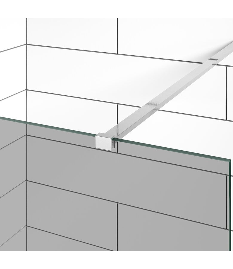 Badplaats Douchewand Rizani 100 X 200 Cm - Rookglas - Chroom Profiel - Nano Coating