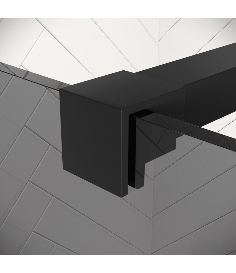 Badplaats Douchewand Rizani 60 X 200 Cm - Rookglas - Zwart Profiel - Nano Coating