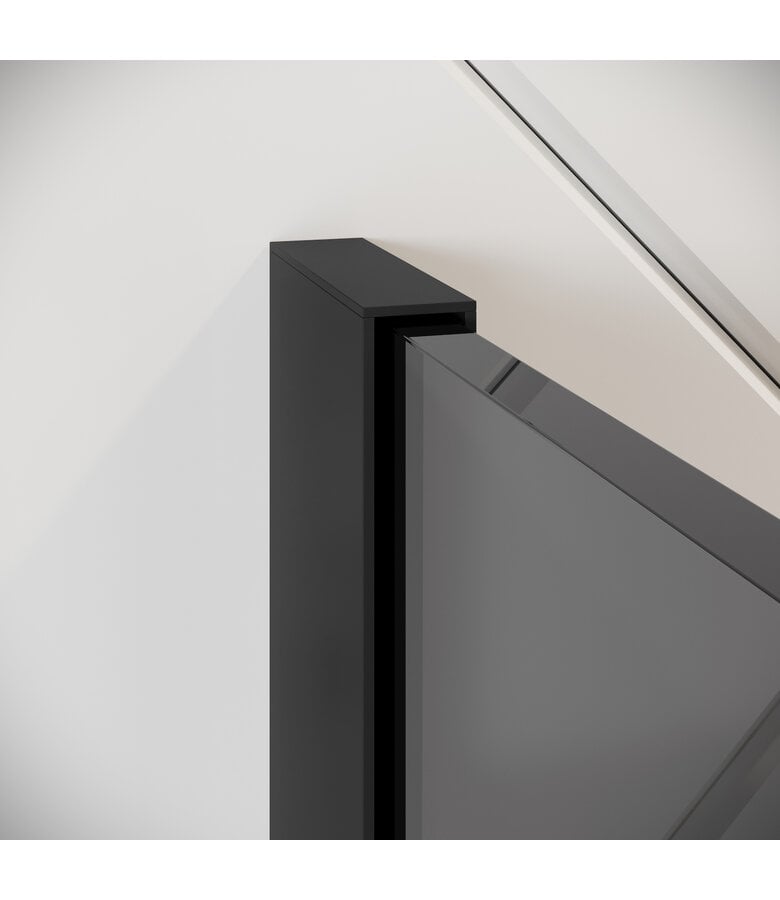 Badplaats Douchewand Rizani 90 X 200 Cm - Rookglas - Zwart Profiel - Nano Coating