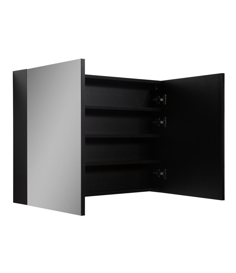 Badplaats Spiegelkast Cuba 100 X 16 X 70 Cm - Zwart Houtnerf