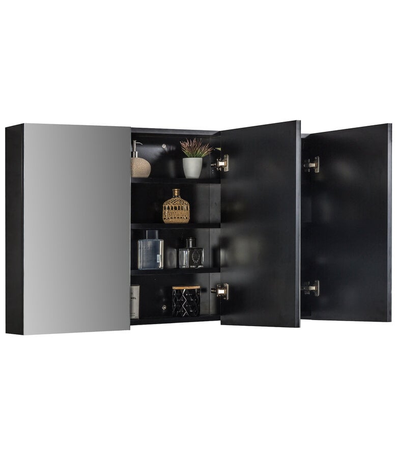 Badplaats Spiegelkast Cuba 120 X 16 X 70 Cm - Mat Zwart