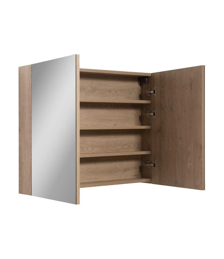 Badplaats Spiegelkast Cuba 90 X 16 X 70 Cm - Kastanje Eiken