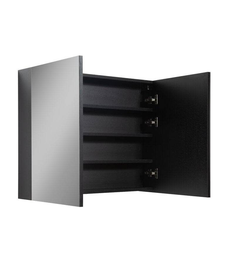 Badplaats Spiegelkast Cuba 90 X 16 X 70 Cm - Zwart Houtnerf