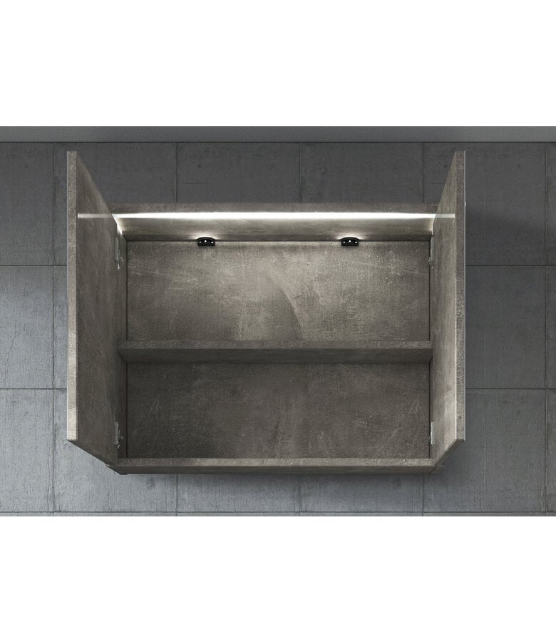 Badplaats Spiegelkast Paso LED 80 X 20 X 60 Cm - Beton Grijs