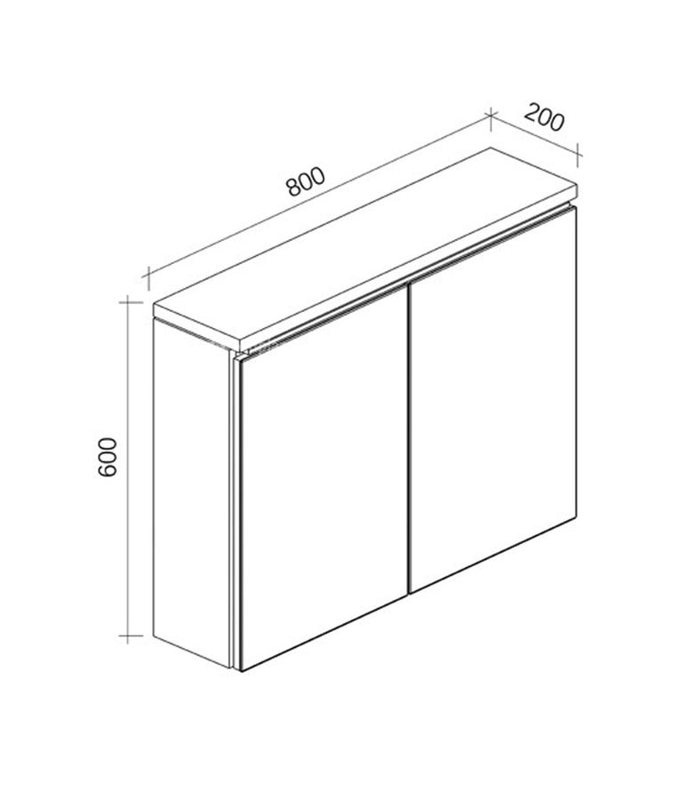 Badplaats Spiegelkast Paso LED 80 X 20 X 60 Cm - Bruin Eiken