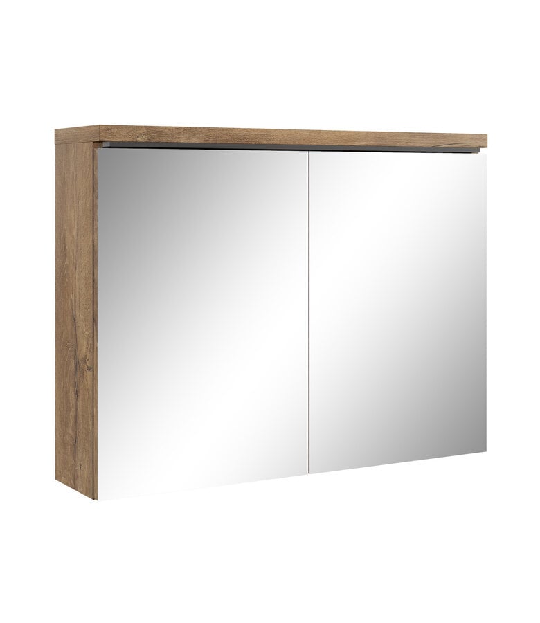 badplaats Spiegelkast Paso LED 80 x 20 x 60 cm - bruin eiken