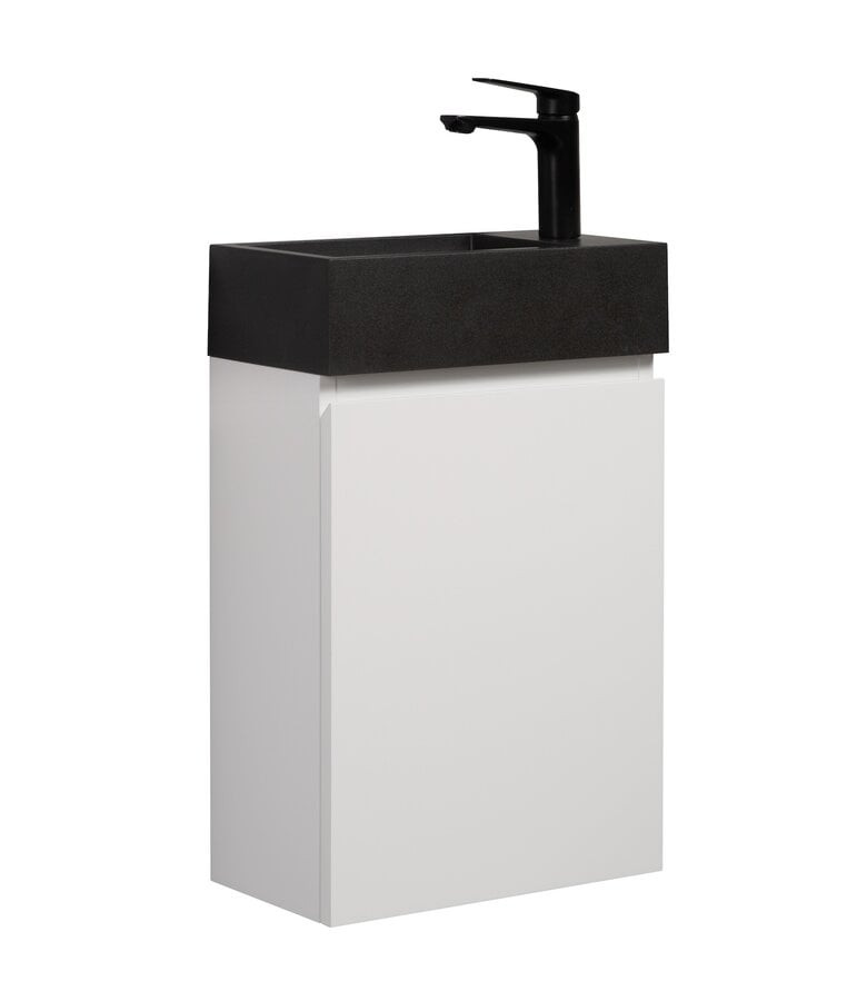 badplaats Toiletmeubel Angela 40cm - mat wit met zwarte wastafel