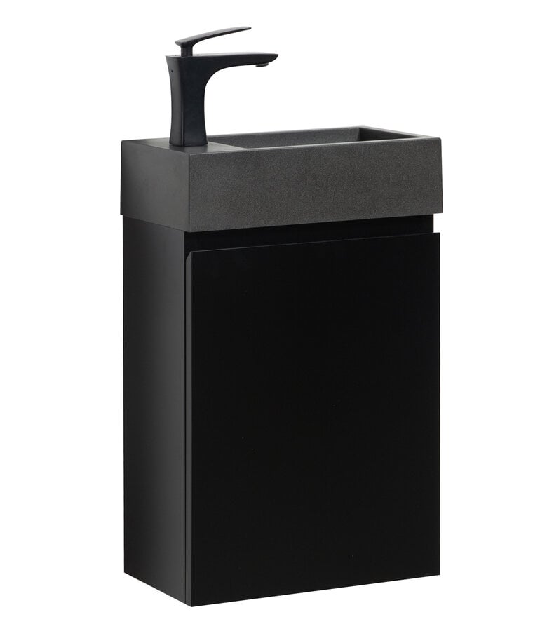 badplaats Toiletmeubel Angela 40cm - mat zwart met zwarte wastafel badplaats Toiletmeubel Angela 40cm - mat zwart met zwarte wastafel