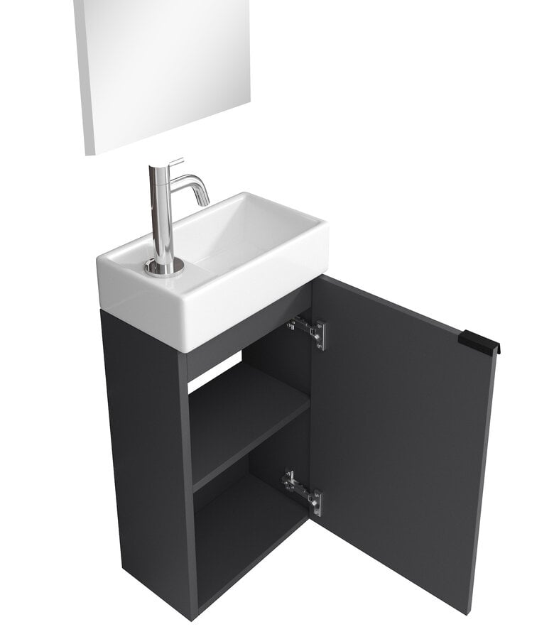 Badplaats Toiletmeubel Apollo 40cm Met Spiegel - Antraciet