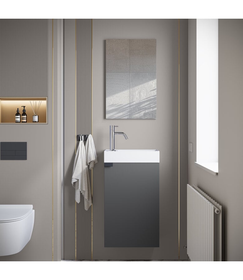 Badplaats Toiletmeubel Apollo 40cm Met Spiegel - Antraciet