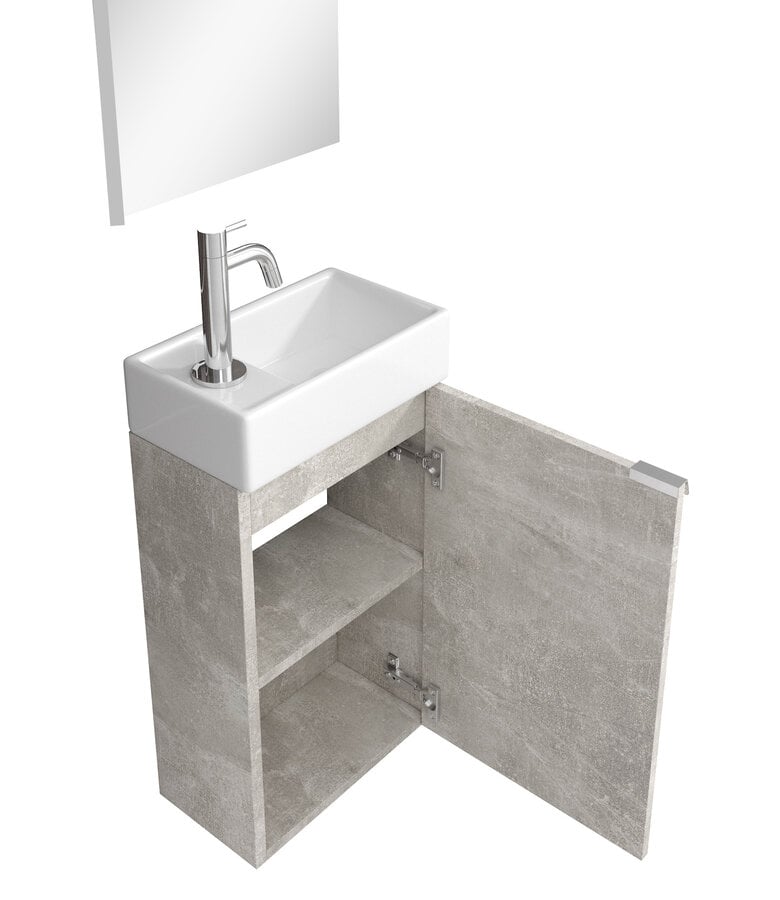 Badplaats Toiletmeubel Apollo 40cm Met Spiegel - Beton Grijs