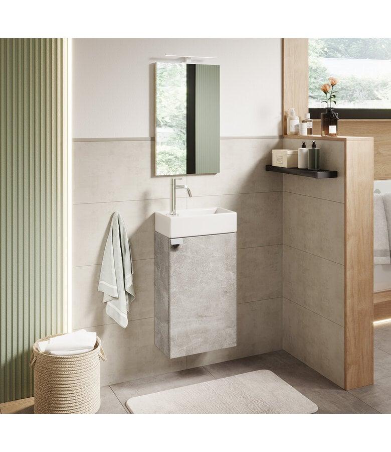 Badplaats Toiletmeubel Apollo 40cm Met Spiegel En LED - Beton Grijs