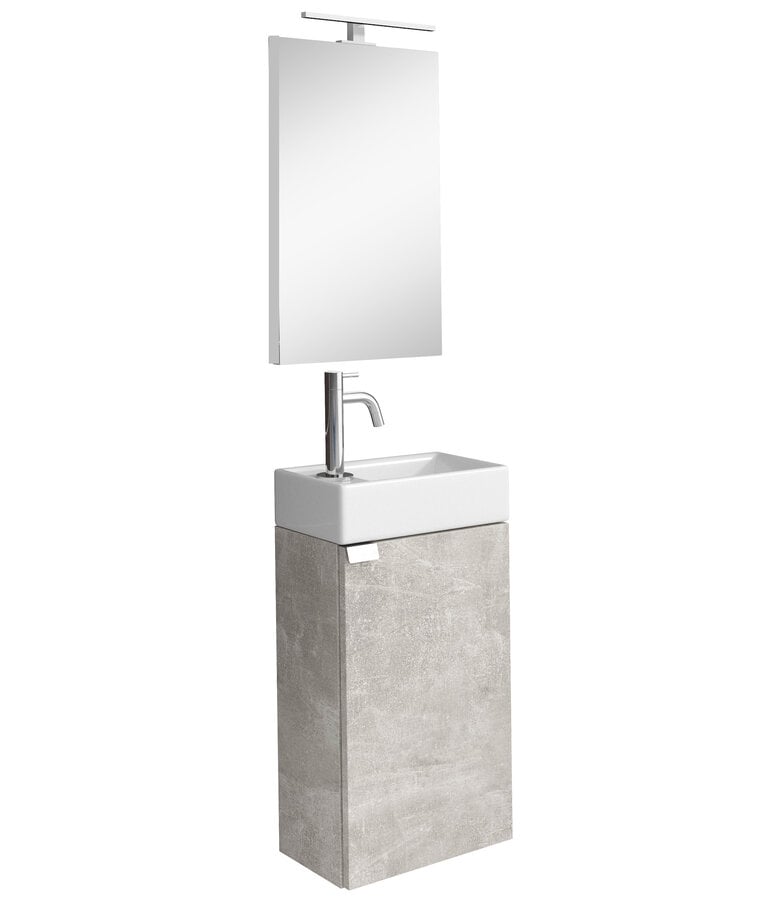 badplaats Toiletmeubel Apollo 40cm met spiegel en LED - beton grijs
