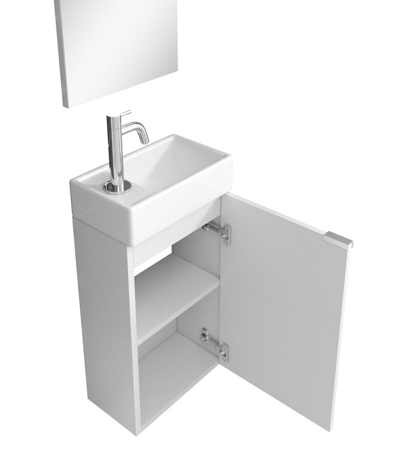 Badplaats Toiletmeubel Apollo 40cm Met Spiegel - Hoogglans Wit