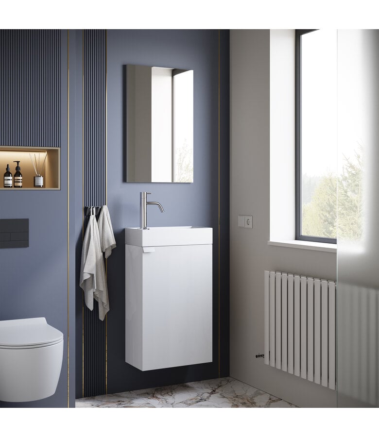 Badplaats Toiletmeubel Apollo 40cm Met Spiegel - Hoogglans Wit