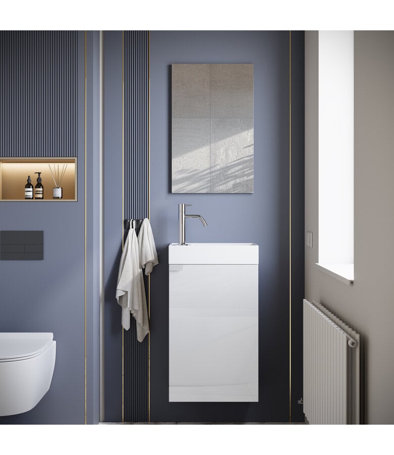 Badplaats Toiletmeubel Apollo 40cm Met Spiegel - Hoogglans Wit