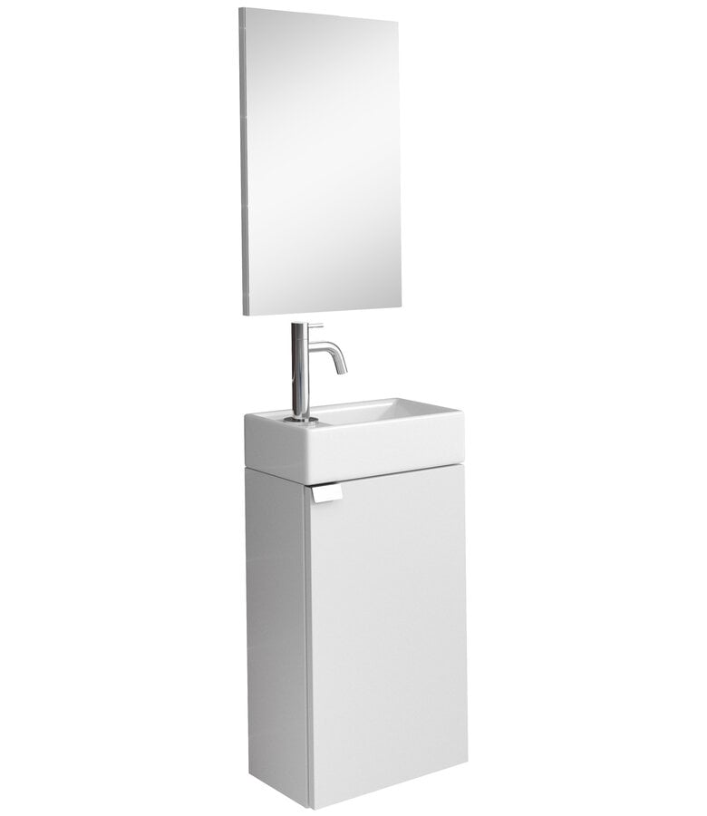 badplaats Toiletmeubel Apollo 40cm met spiegel - hoogglans wit