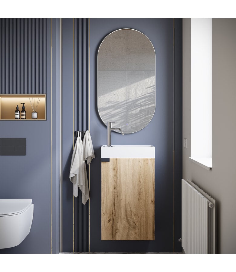 Badplaats Toiletmeubel Apollo 40cm Met Spiegel - Licht Eiken