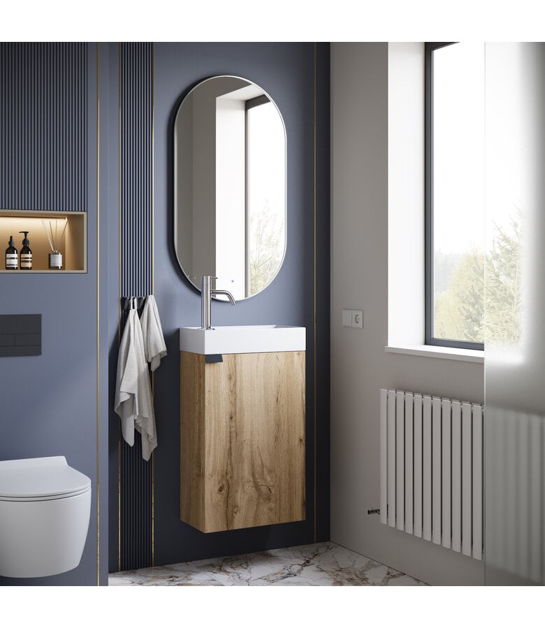 Badplaats Toiletmeubel Apollo 40cm Met Spiegel - Licht Eiken