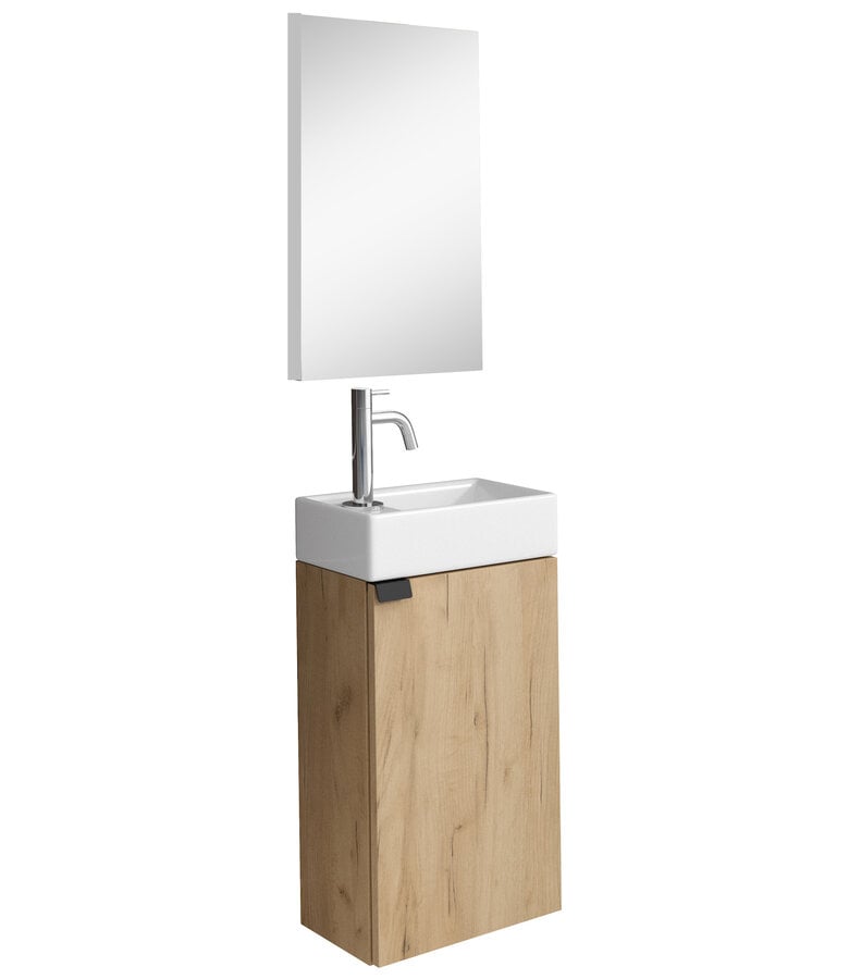 badplaats Toiletmeubel Apollo 40cm met spiegel - licht eiken