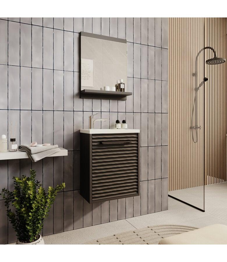 Badplaats Toiletmeubel Etna 40cm Met Spiegel - Mat Zwart