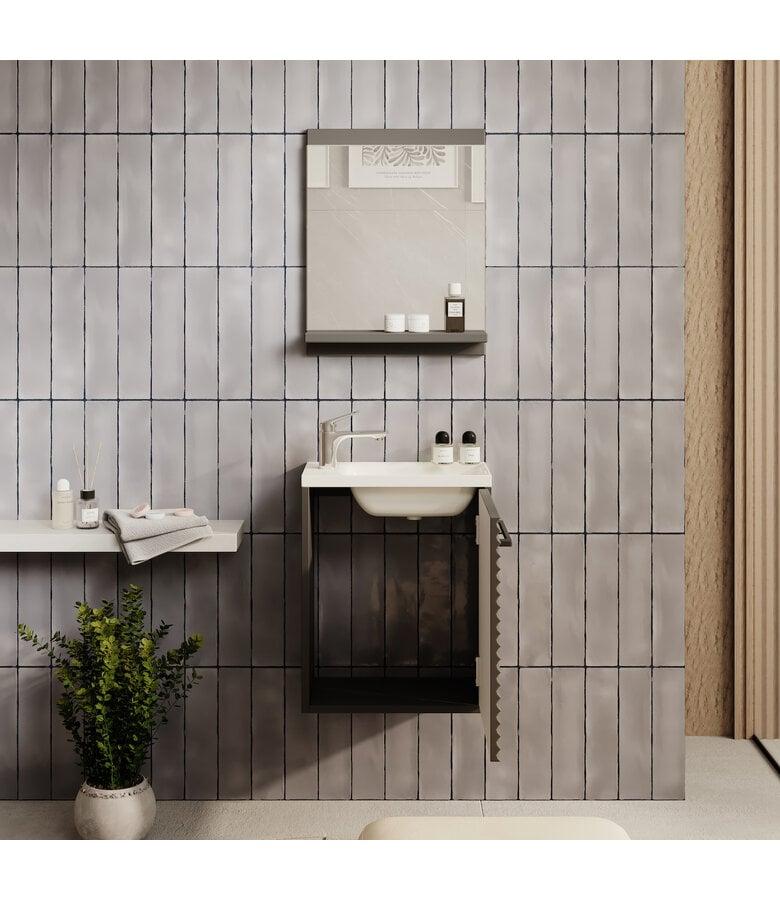 Badplaats Toiletmeubel Etna 40cm Met Spiegel - Mat Zwart