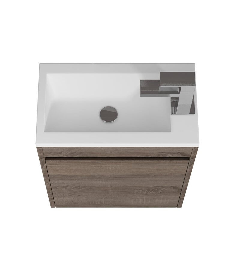 Badplaats Toiletmeubel Sinta 40cm - Donker Eiken - Witte Wastafel