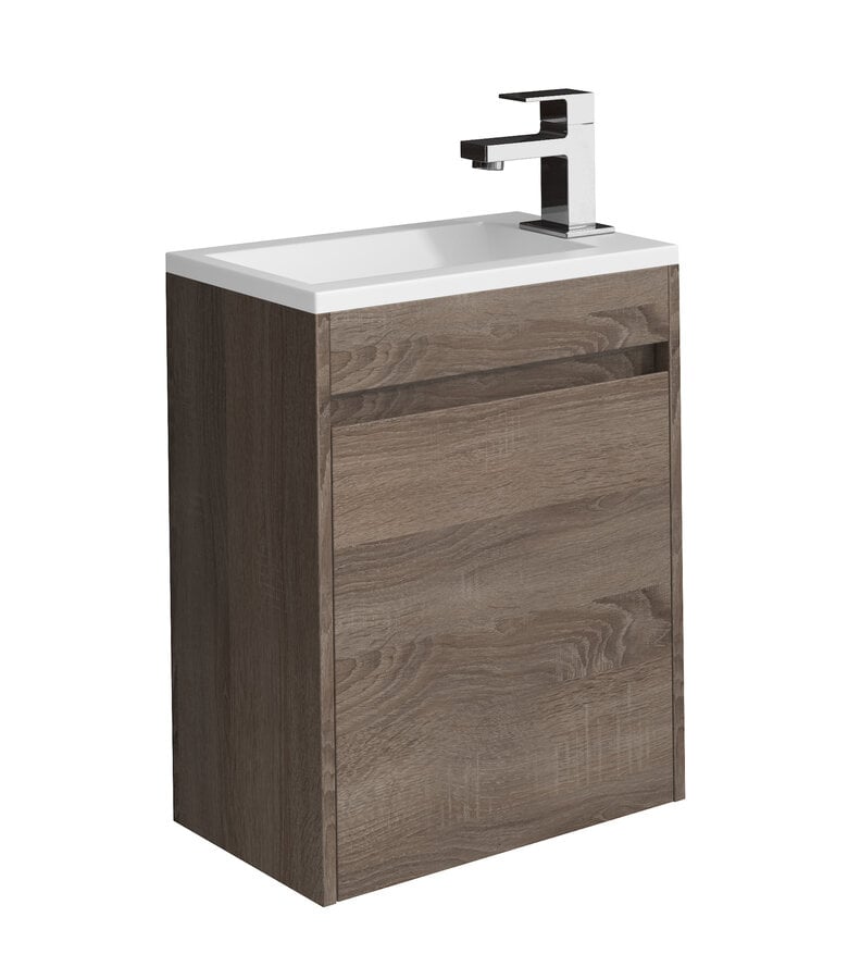 badplaats Toiletmeubel Sinta 40cm - donker eiken - witte wastafel