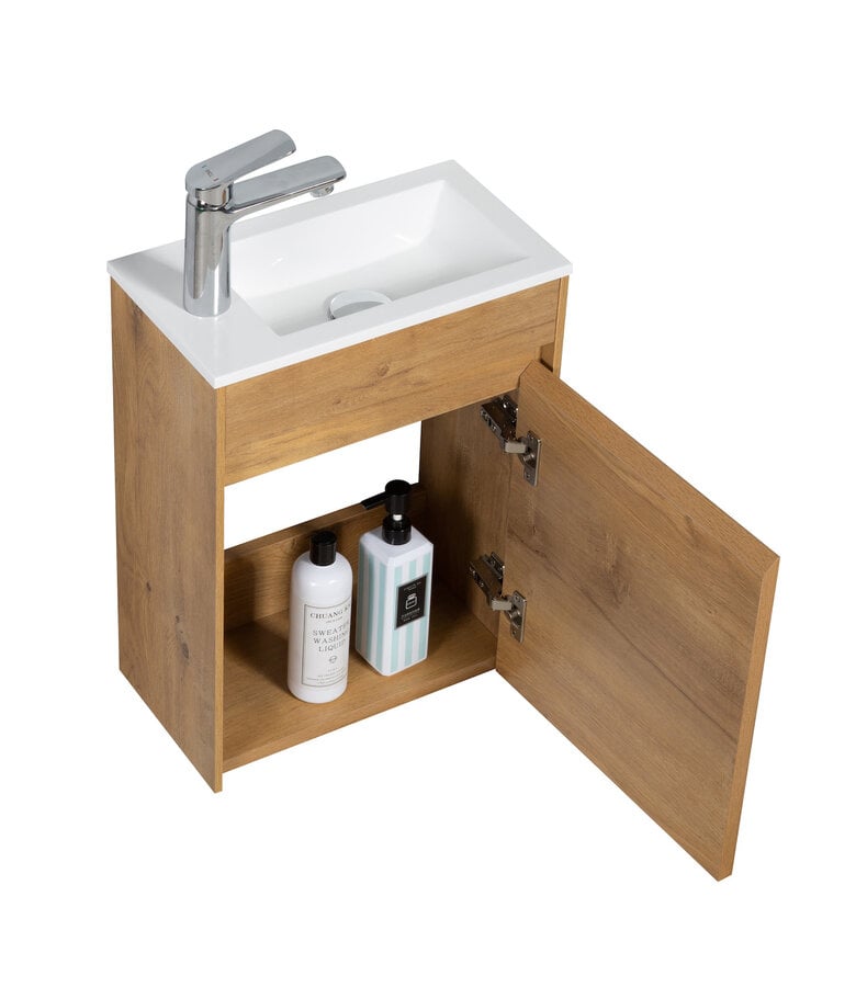 Badplaats Toiletmeubel Sinta 40cm - Eiken - Witte Wastafel