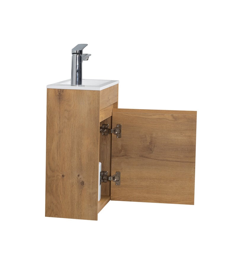 Badplaats Toiletmeubel Sinta 40cm - Eiken - Witte Wastafel