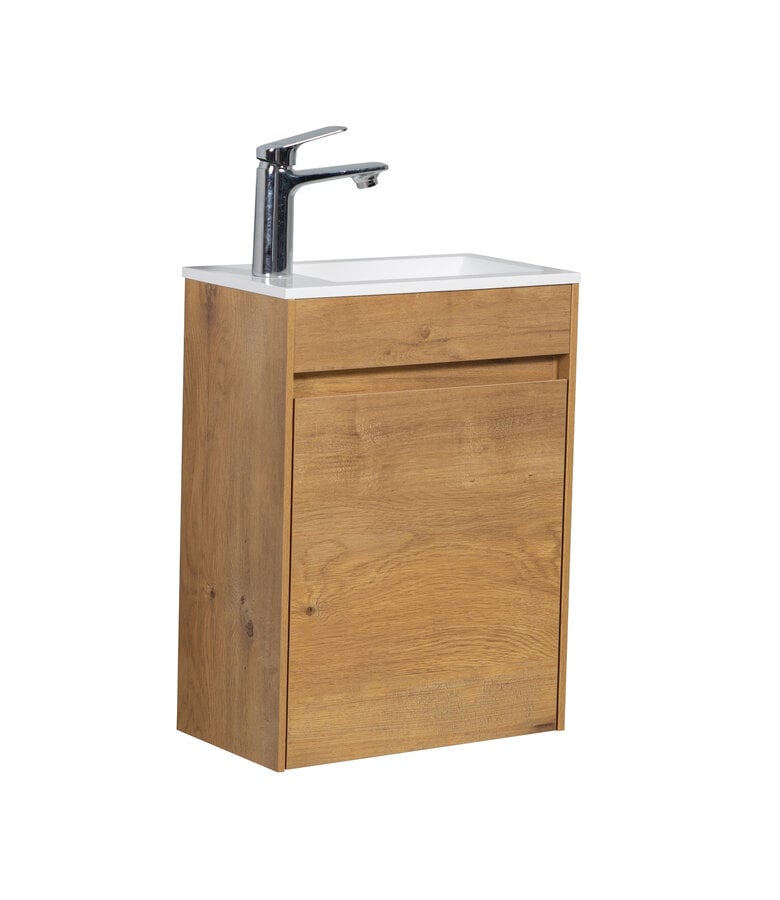 badplaats Toiletmeubel Sinta 40cm - eiken - witte wastafel