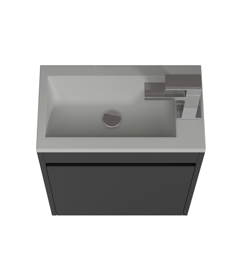 Badplaats Toiletmeubel Sinta 40cm - Mat Zwart - Grijze Wastafel