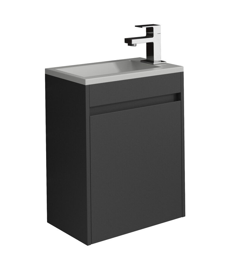 badplaats Toiletmeubel Sinta 40cm - mat zwart - grijze wastafel