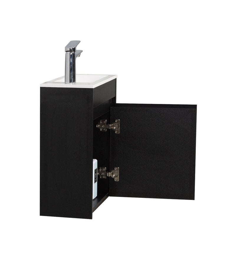 Badplaats Toiletmeubel Sinta 40cm - Mat Zwart - Witte Wastafel