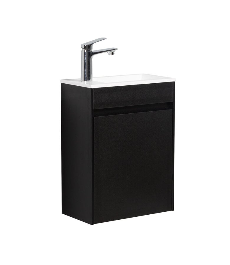 badplaats Toiletmeubel Sinta 40cm - mat zwart - witte wastafel