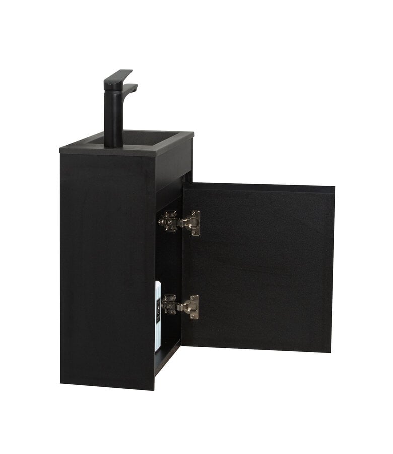 Badplaats Toiletmeubel Sinta 40cm - Mat Zwart - Zwarte Wastafel