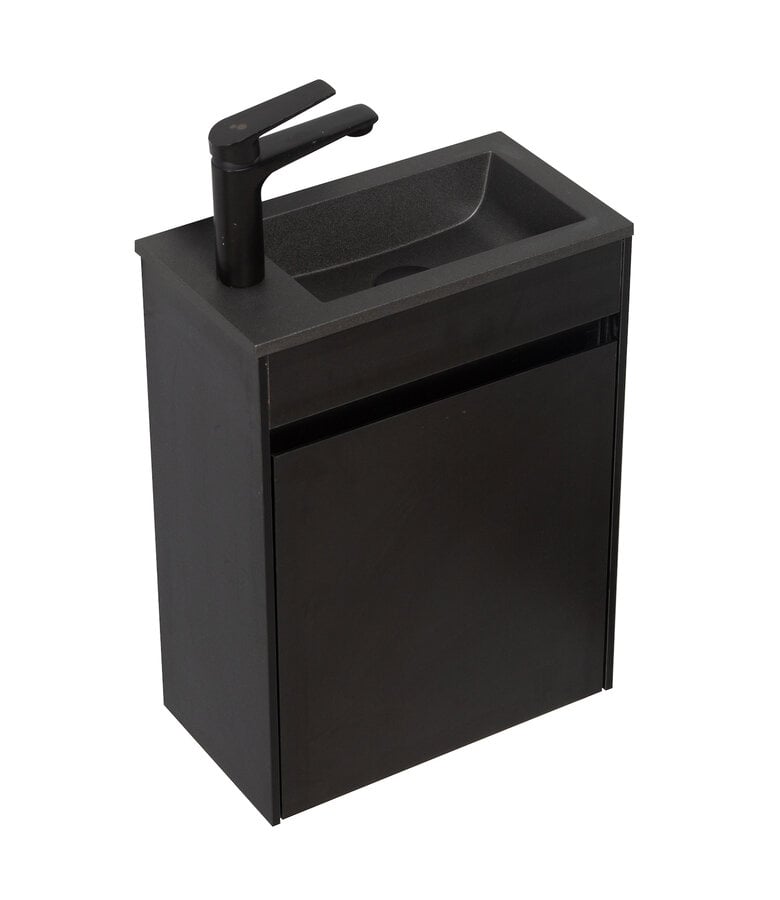 Badplaats Toiletmeubel Sinta 40cm - Mat Zwart - Zwarte Wastafel