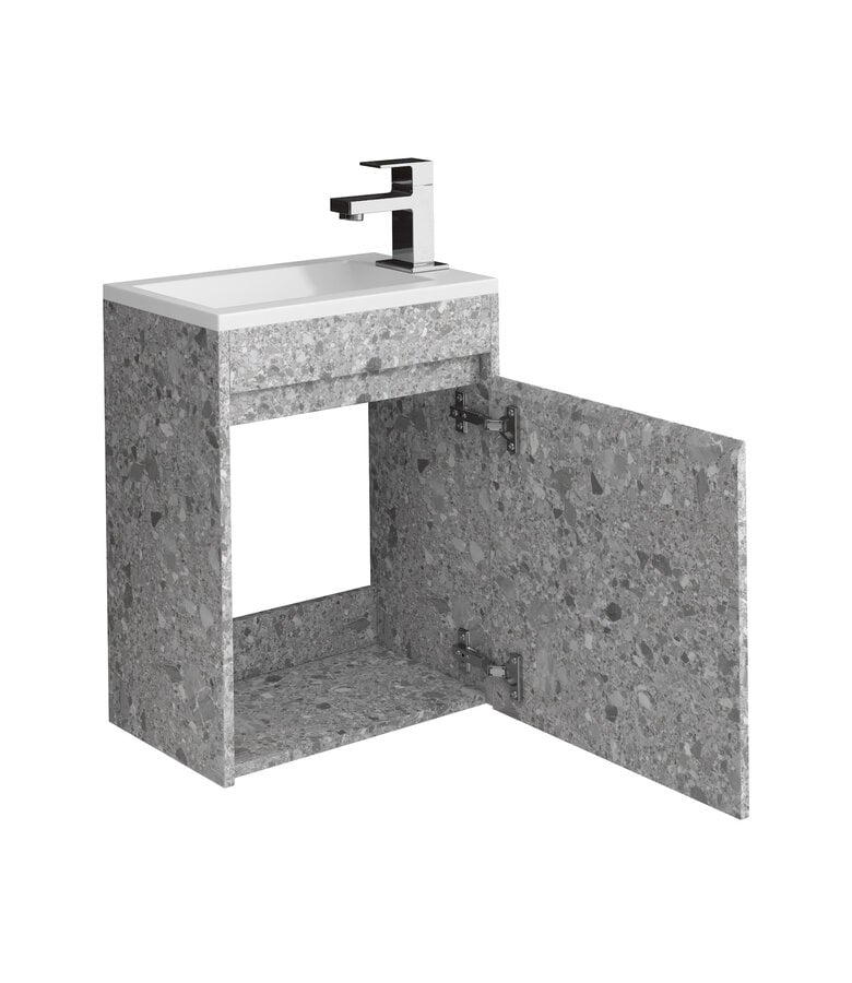 Badplaats Toiletmeubel Sinta 40cm - Steen Grijs - Witte Wastafel