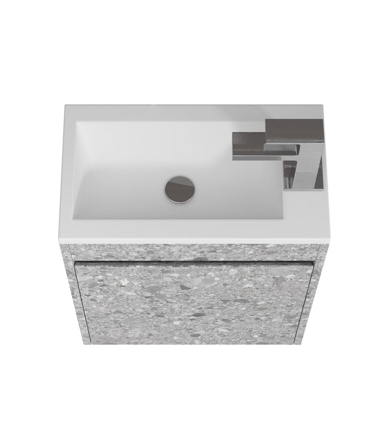 Badplaats Toiletmeubel Sinta 40cm - Steen Grijs - Witte Wastafel