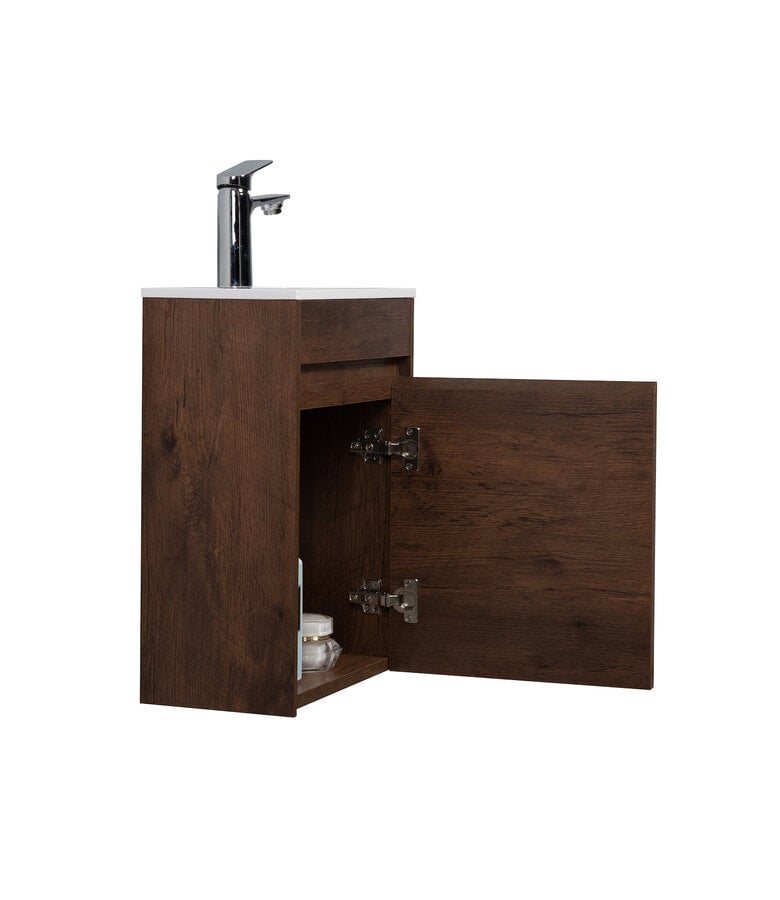 Badplaats Toiletmeubel Sinta 40cm - Walnoot Bruin - Witte Wastafel