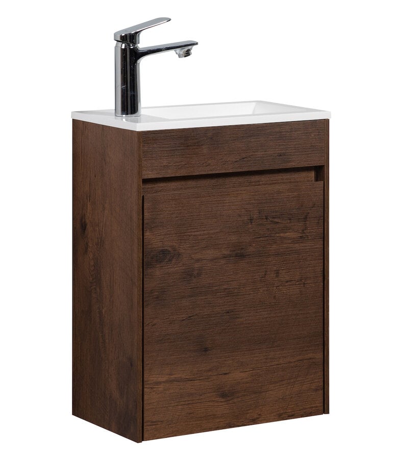 badplaats Toiletmeubel Sinta 40cm - walnoot bruin - witte wastafel