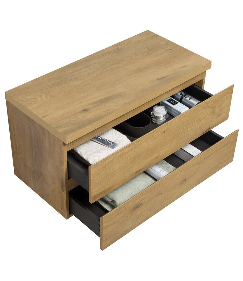 Badplaats Wastafelkast Angela 100 X 48 X 54 Cm - Eiken - Met Bovenblad