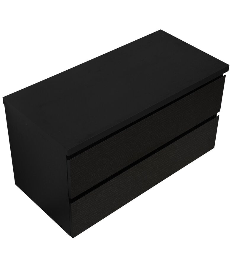 Badplaats Wastafelkast Angela 100 X 48 X 54 Cm - Zwart Houtnerf - Met Bovenblad