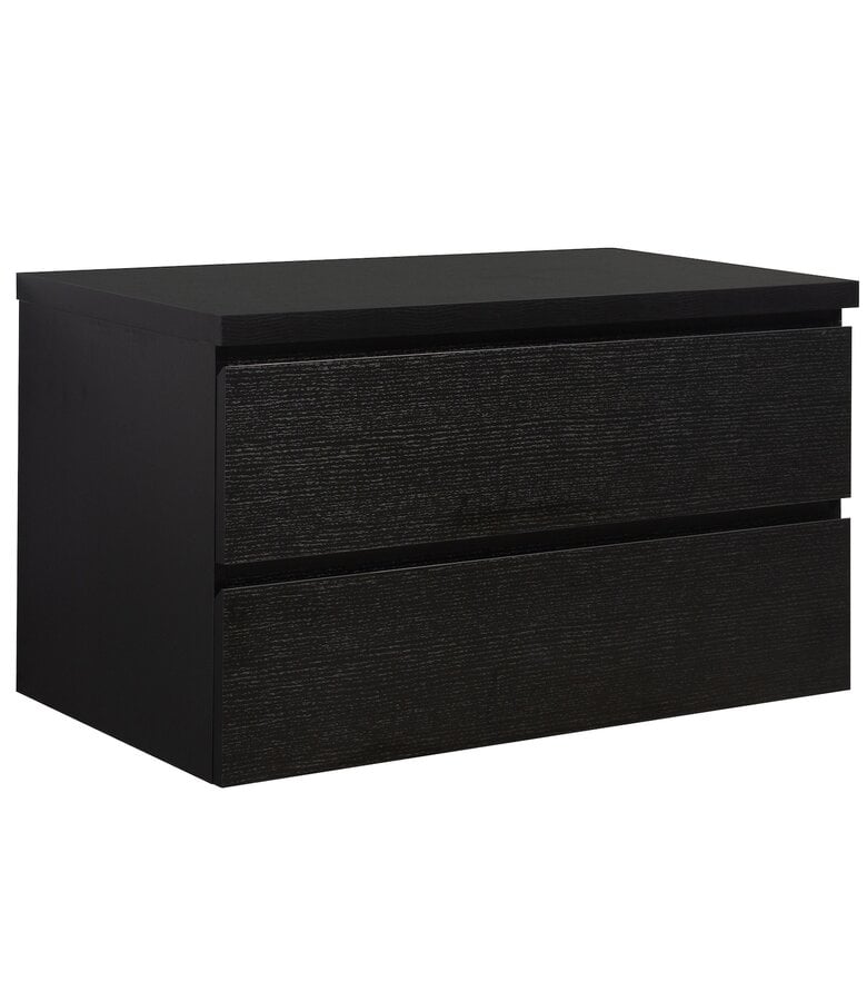 badplaats Wastafelkast Angela 100 x 48 x 54 cm - zwart houtnerf - met bovenblad