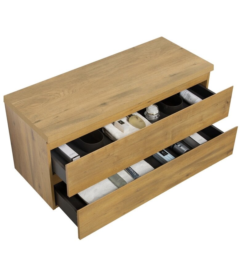 Badplaats Wastafelkast Angela 120 X 48 X 54 Cm - Eiken - Met Bovenblad