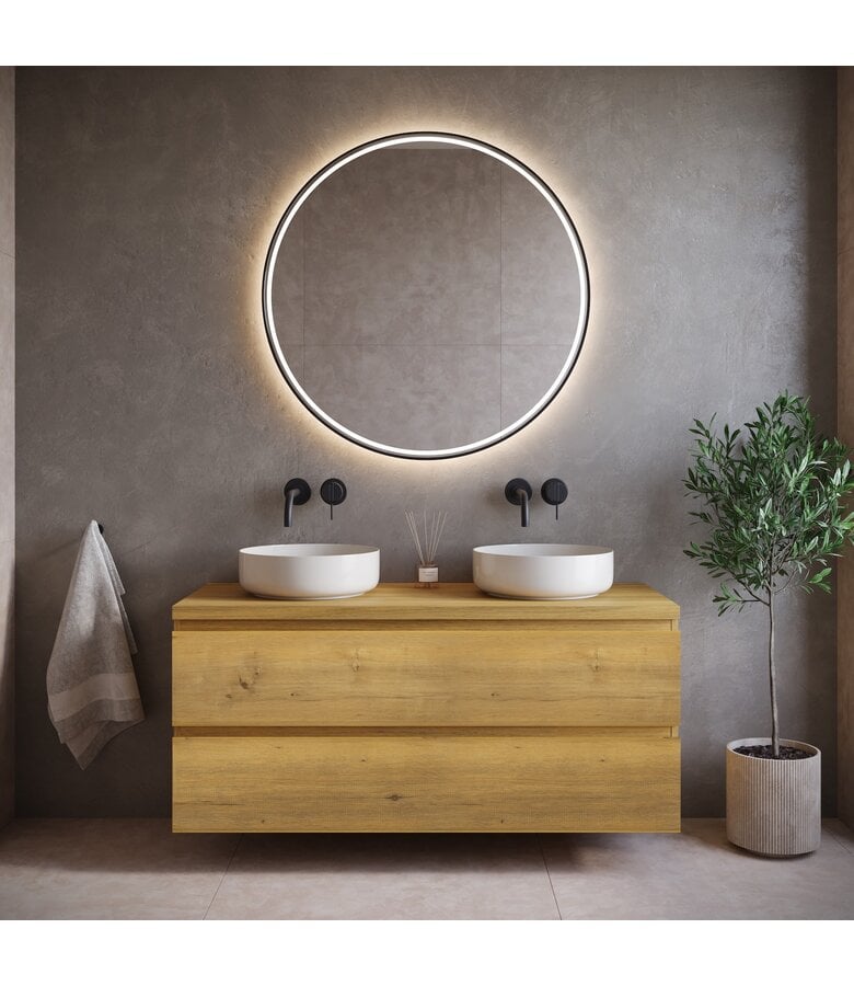 Badplaats Wastafelkast Angela 120 X 48 X 54 Cm - Eiken - Met Bovenblad