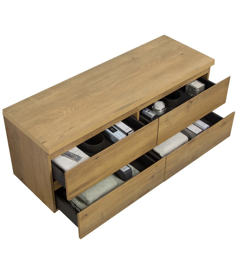 Badplaats Wastafelkast Angela 140 X 48 X 54 Cm - Eiken - Met Bovenblad