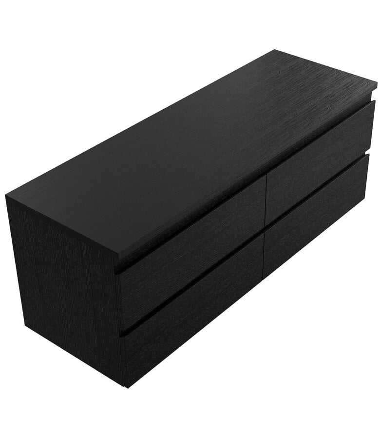 Badplaats Wastafelkast Angela 140 X 48 X 54 Cm - Zwart Houtnerf - Met Bovenblad