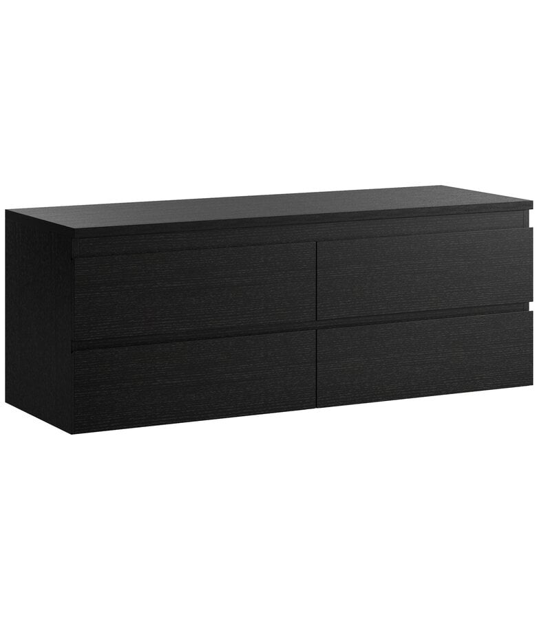 badplaats Wastafelkast Angela 140 x 48 x 54 cm - zwart houtnerf - met bovenblad